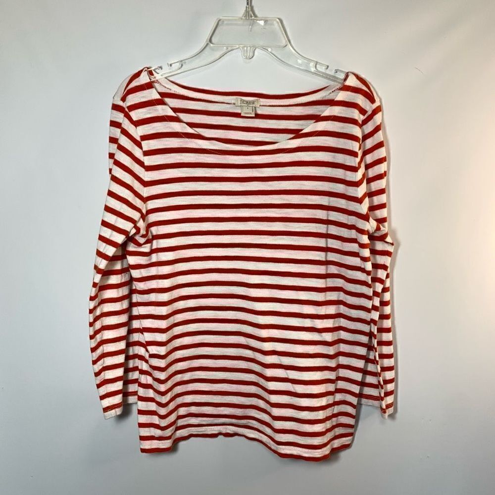 J Crew Red White Stripe Crew Neck Size Small